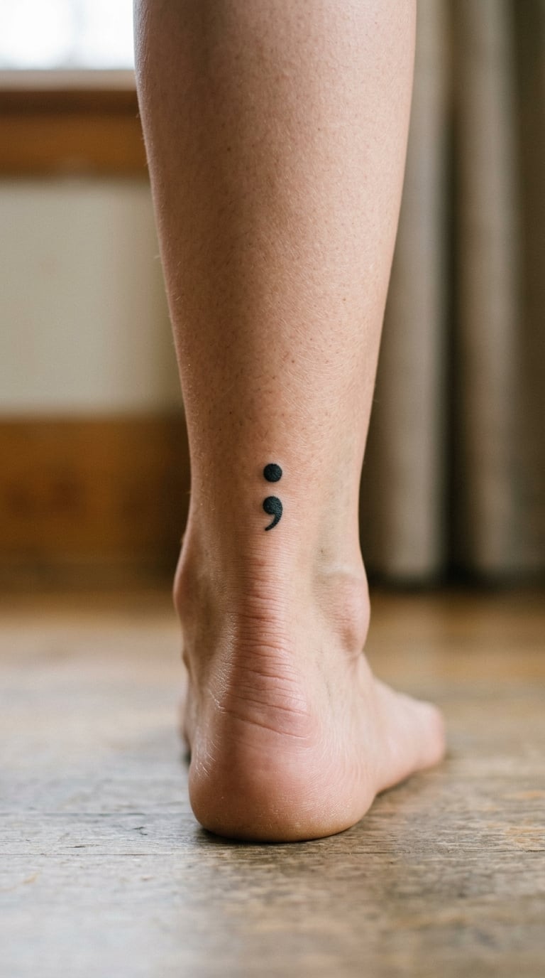 Small Semicolon on the Back of the Ankle