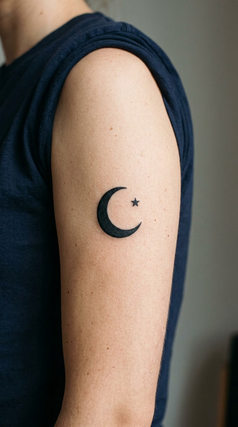 Crescent Moon With One Star