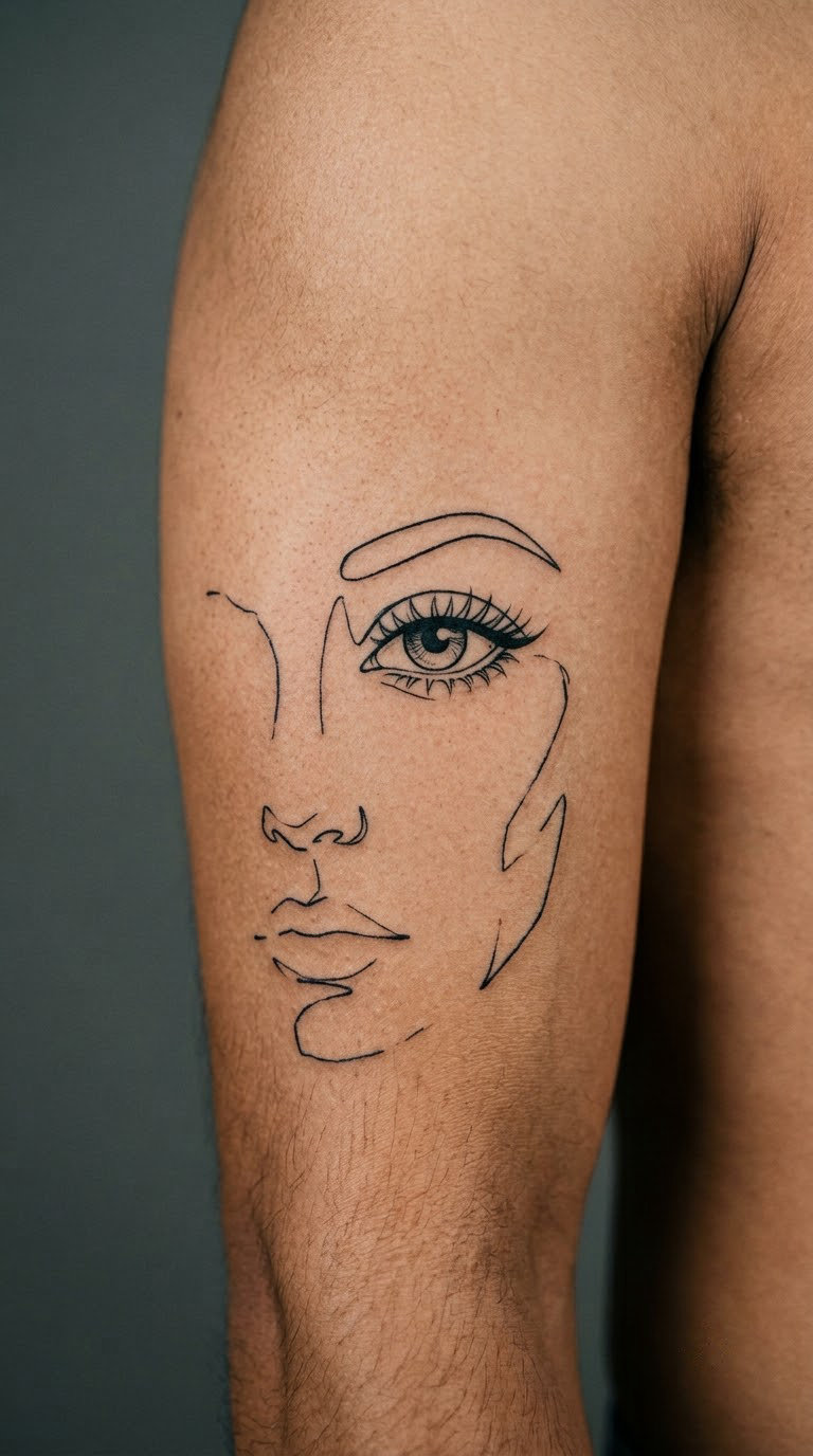 Abstract Face in Contour Lines