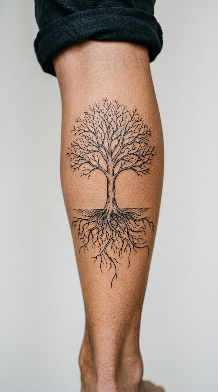Sketched Tree with Roots