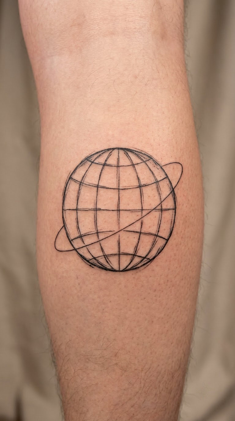 Sketched Globe with Orbit Lines