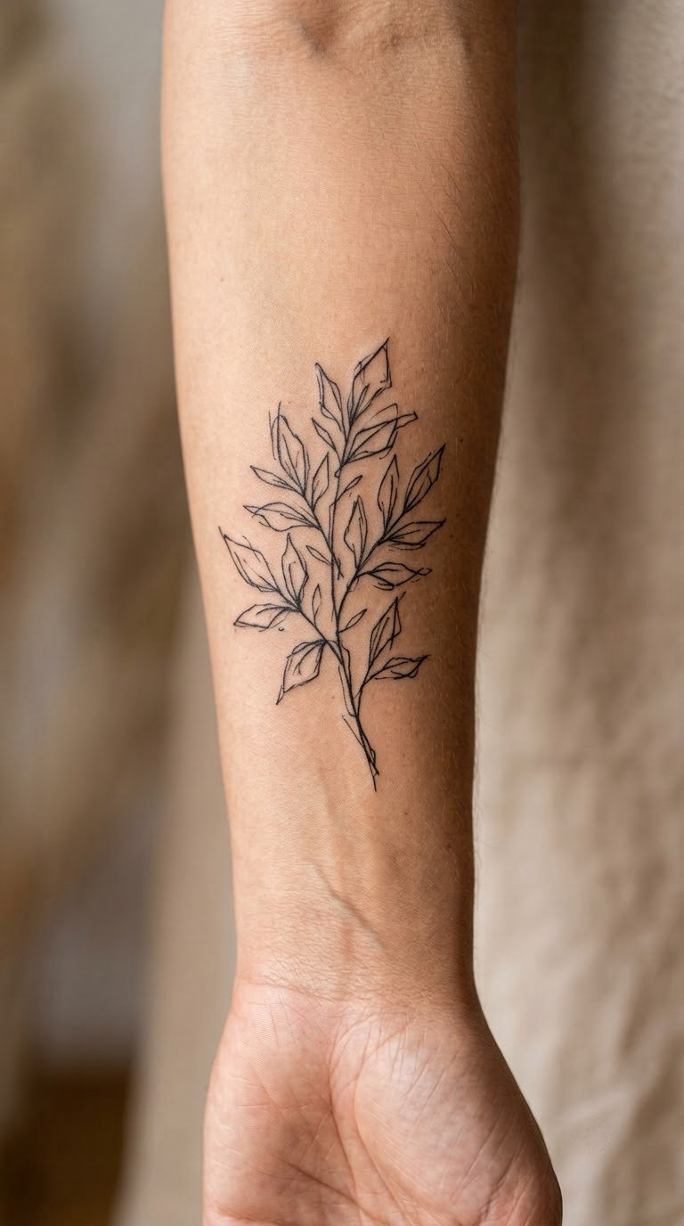 Loose Botanical Leaf Sketch