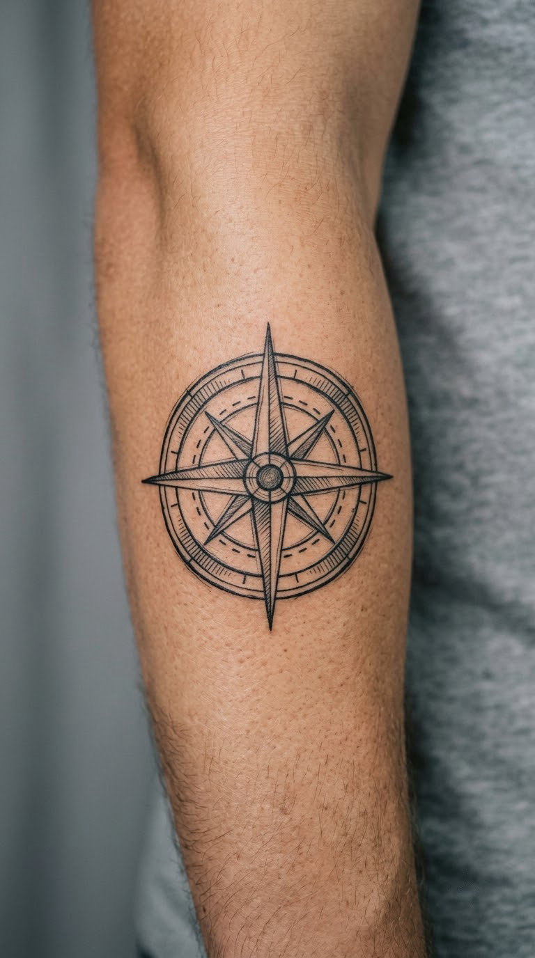 Sketch-Style Mountain Compass