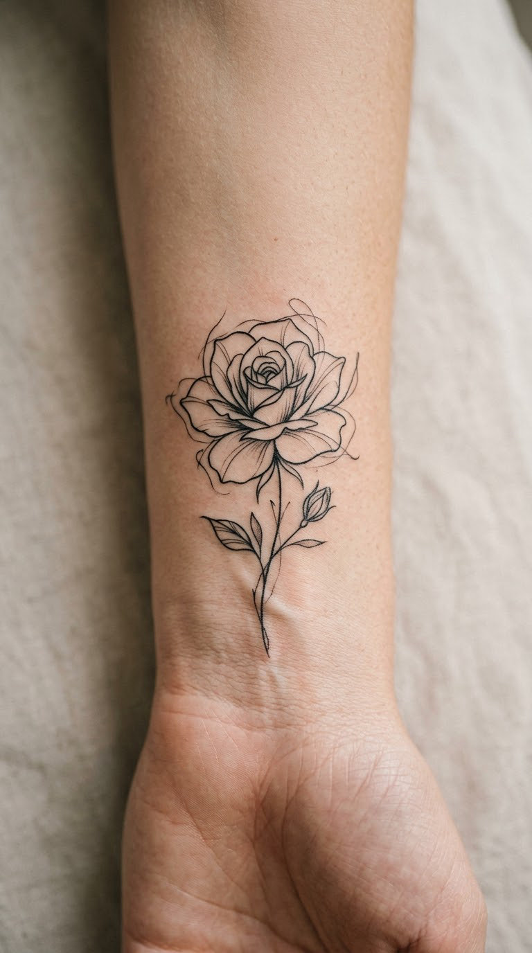 Minimal Line Art Rose
