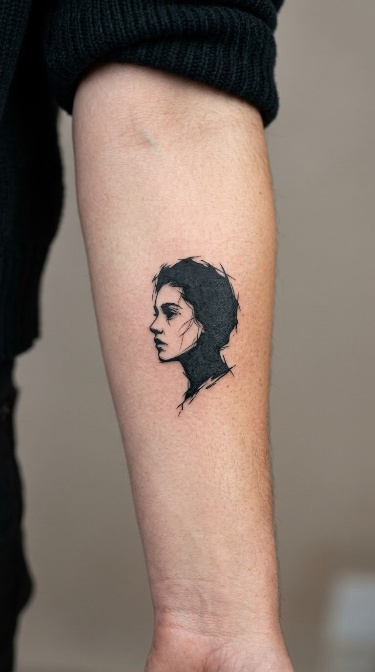 Pencil-Style Portrait Silhouette