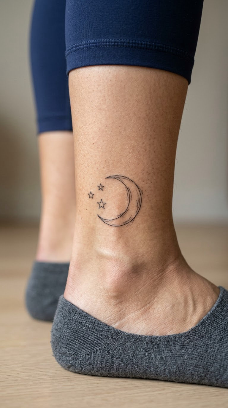 Sketched Crescent Moon and Stars
