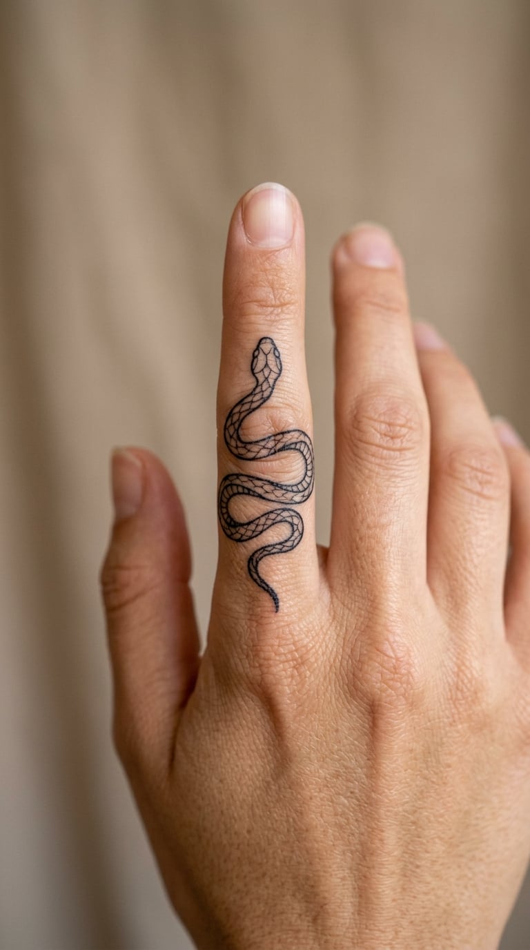 Snake Coiling Around the Middle Finger