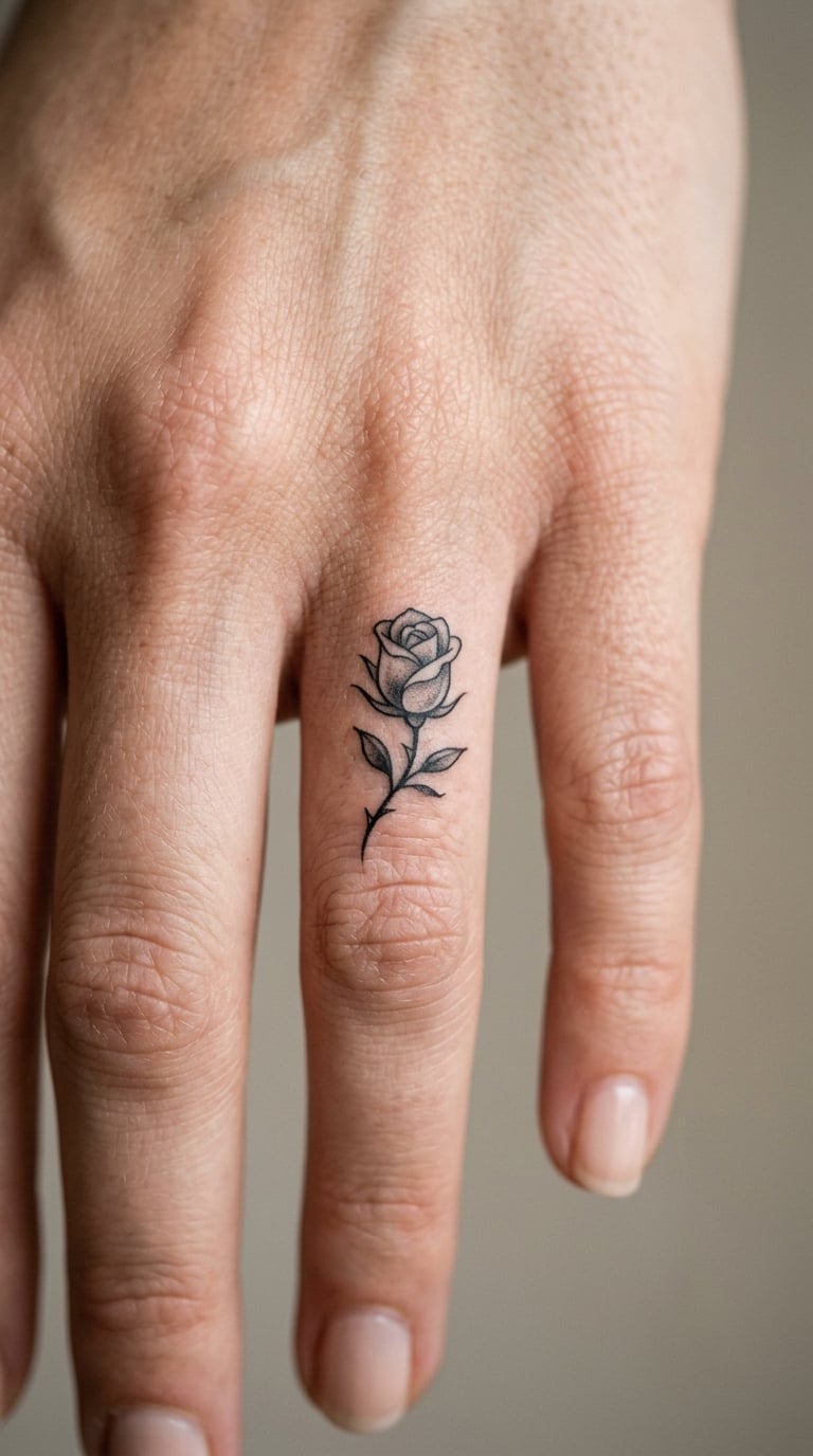 Rosebud With a Thorn in Black and Grey