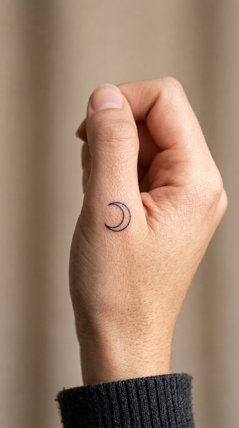 Crescent Moon Tucked Into the Thumb Cuff
