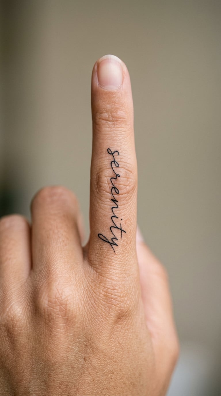 One Fine-Line Word Running Down the Index Finger