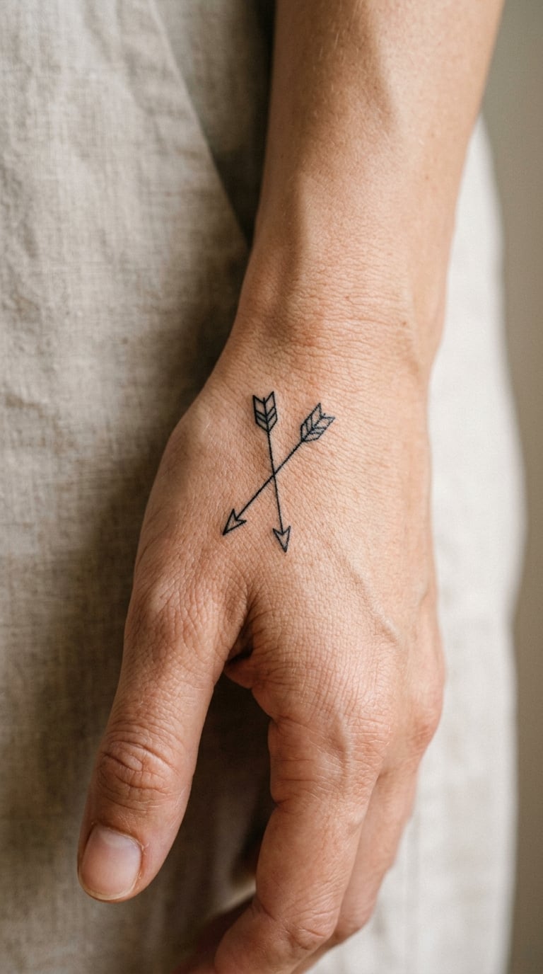 Two Crossing Arrows in Thin Blackwork