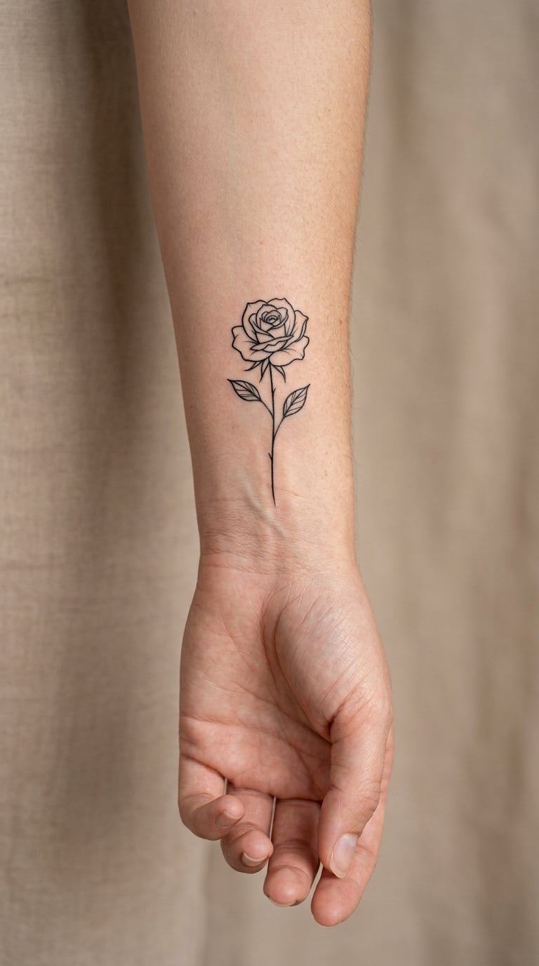 Single-Stem Rose on the Inner Wrist