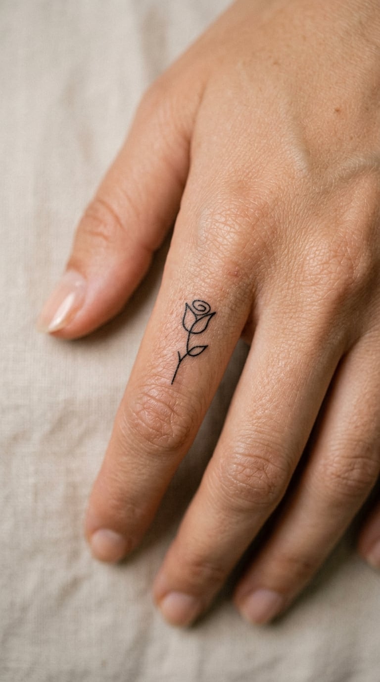 Minimal Rose Outline on a Finger Knuckle