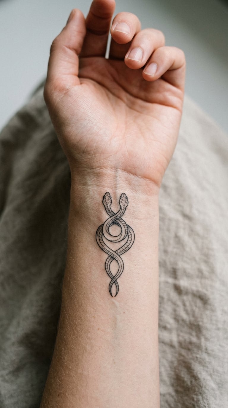 Two Intertwined Snakes on the Wrist