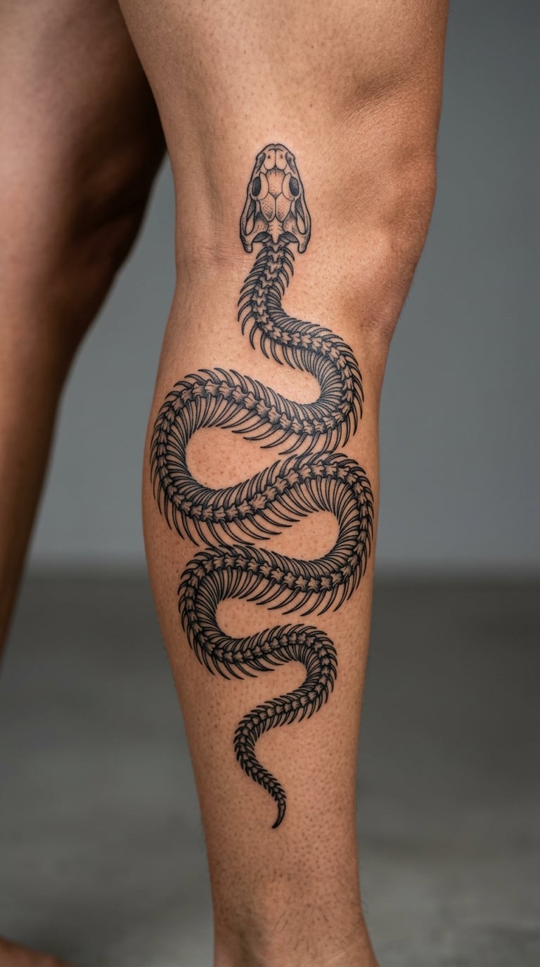 Skeleton Serpent on the Leg