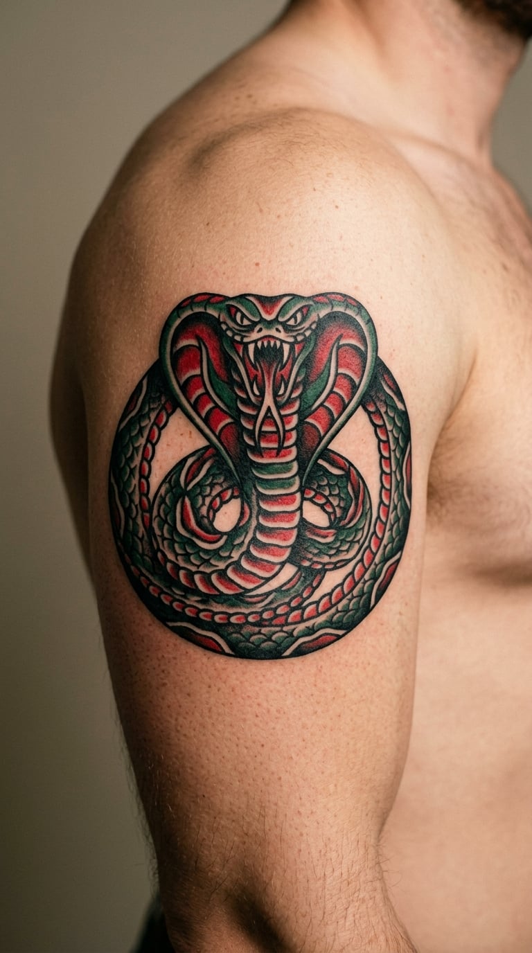 Coiled Cobra on the Upper Arm