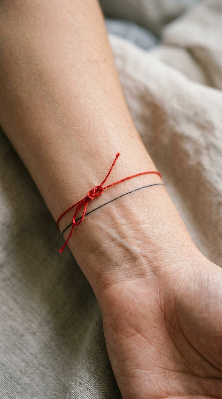 Red Thread Tied Around the Wrist