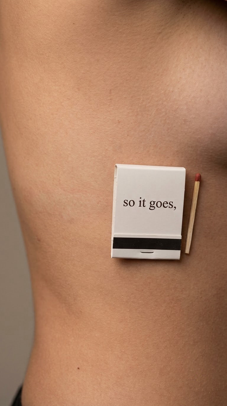 Miniature Matchbook Phrase on the Side of the Rib