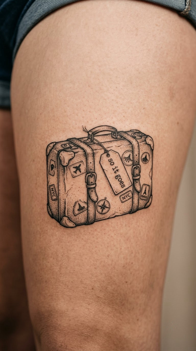 Vintage Suitcase with 'So It Goes' on the Thigh