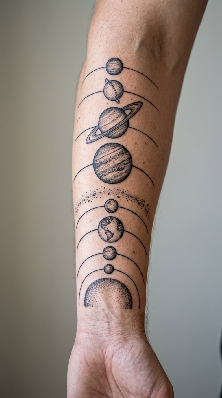 Dotwork Solar System Sleeve