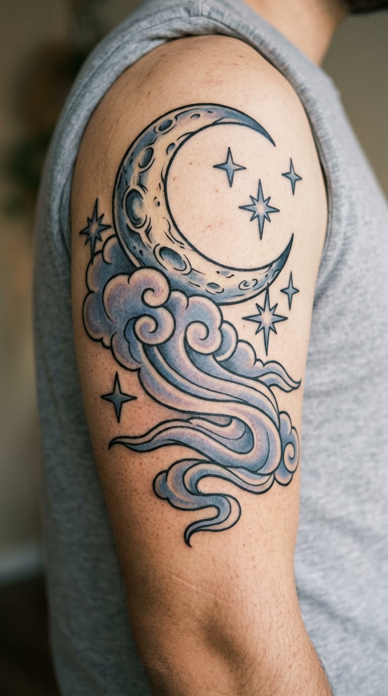 Japanese-Style Moon And Sea Of Clouds Sleeve