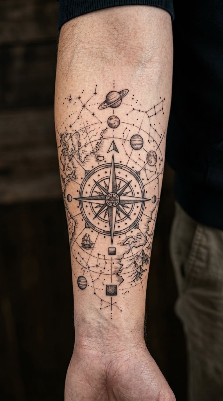 Celestial Map And Ancient Compass Sleeve
