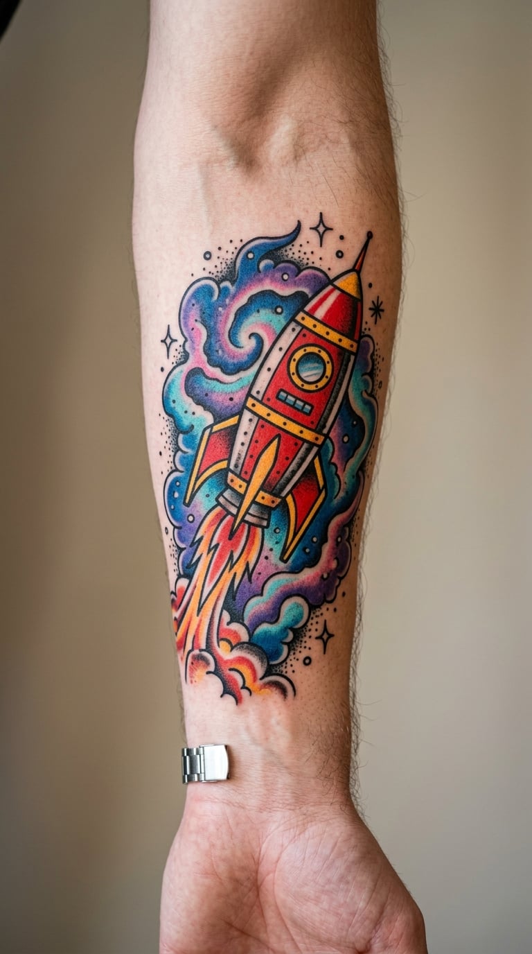 Traditional Rocket And Launch Nebula Sleeve