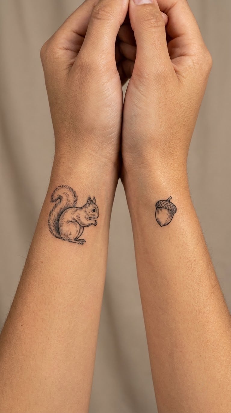 Squirrel and Acorn Matching Pair