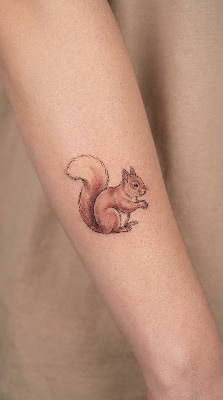 Red Squirrel with a White Tail Tip