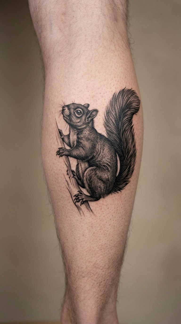 Gothic Squirrel with Detailed Fur