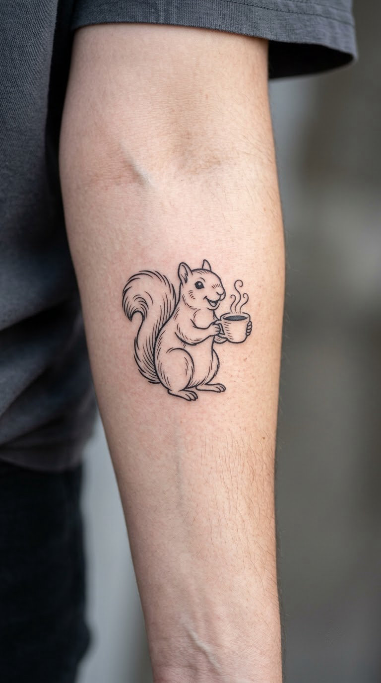 Squirrel and Coffee Cup
