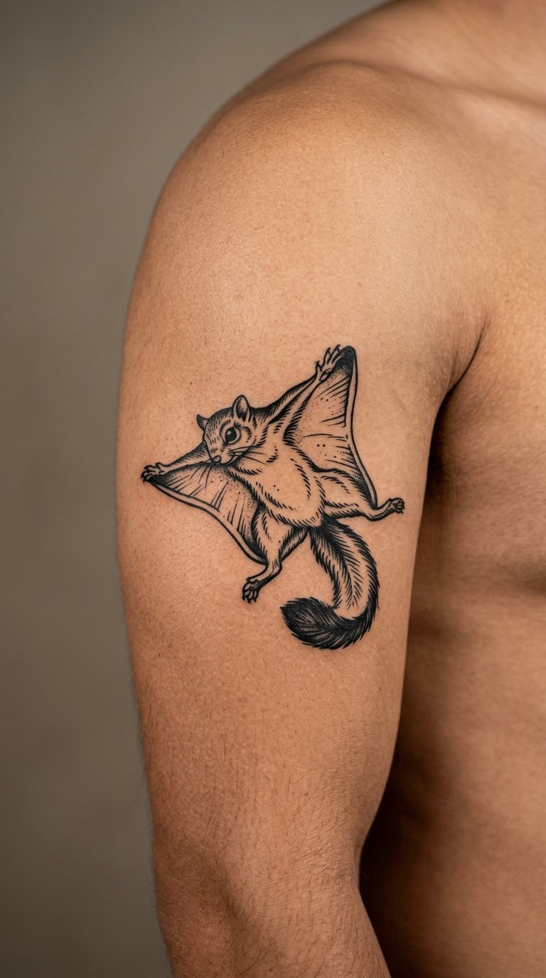 Flying Squirrel with Spread Glide Membrane