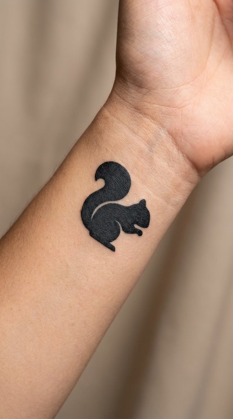 Minimalist Squirrel Silhouette