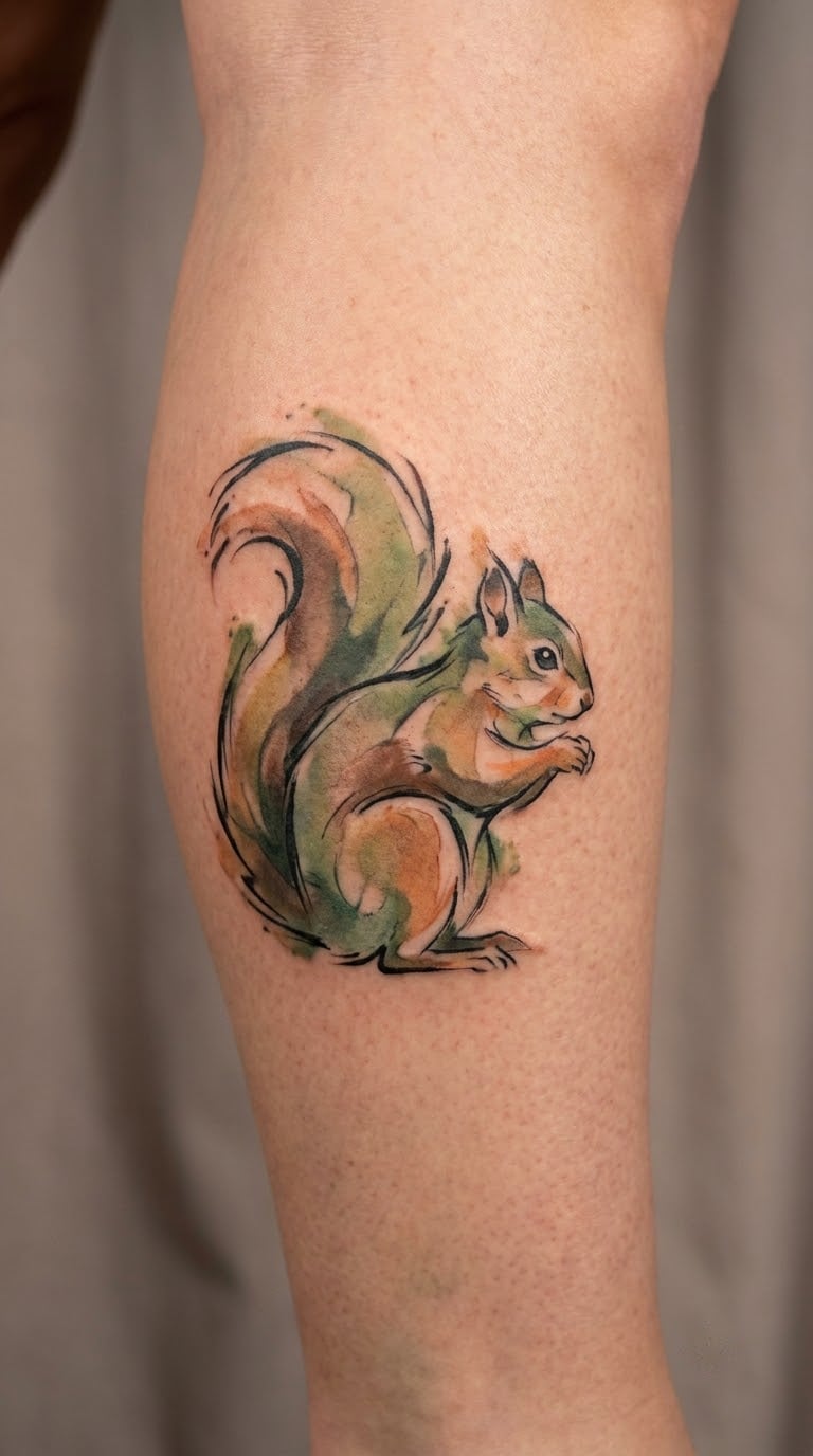 Watercolour Squirrel in Motion