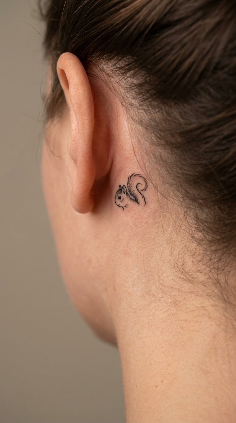 Tiny Squirrel Behind the Ear