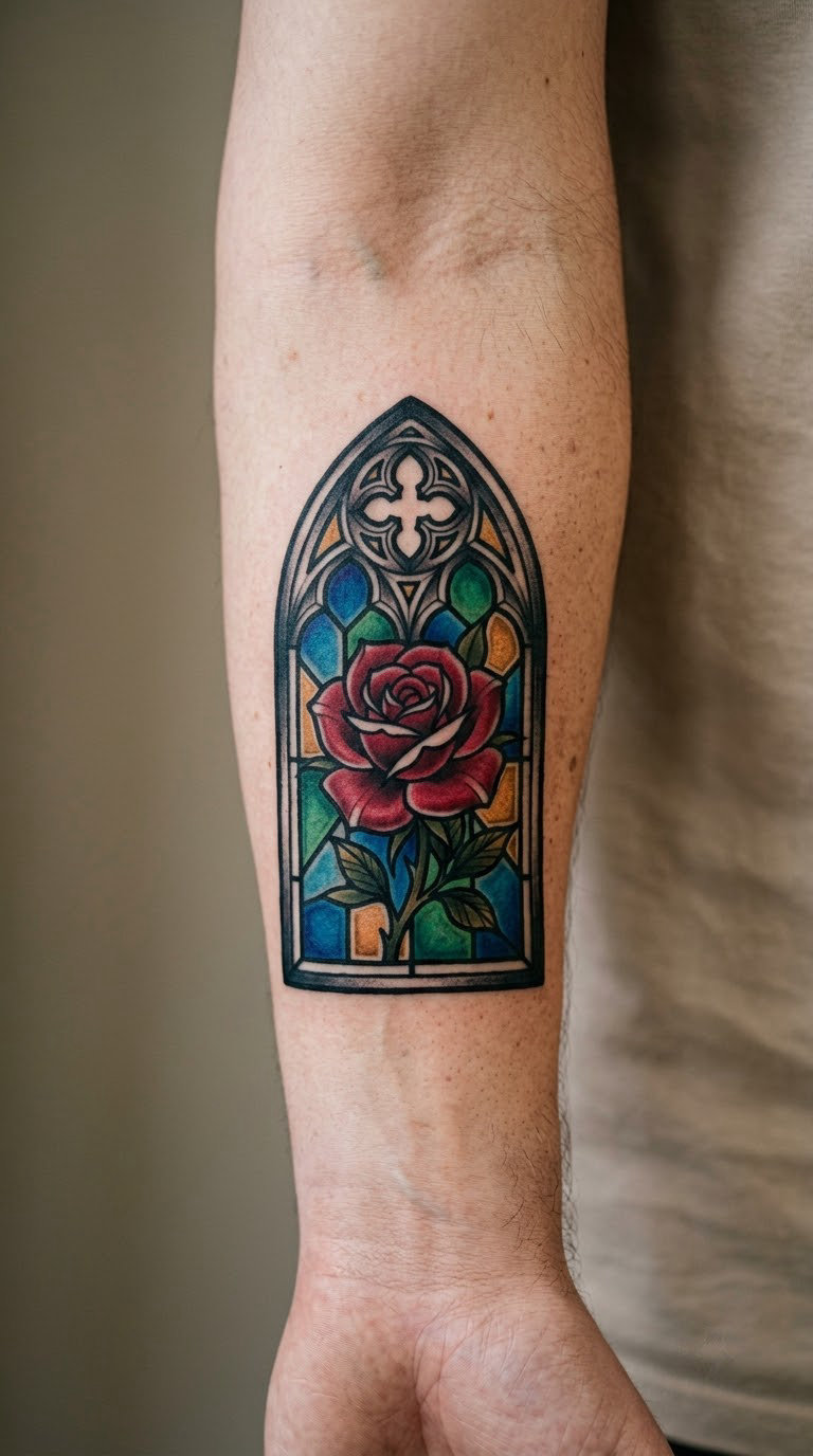 Gothic Rose in a Jewel-Tone Window