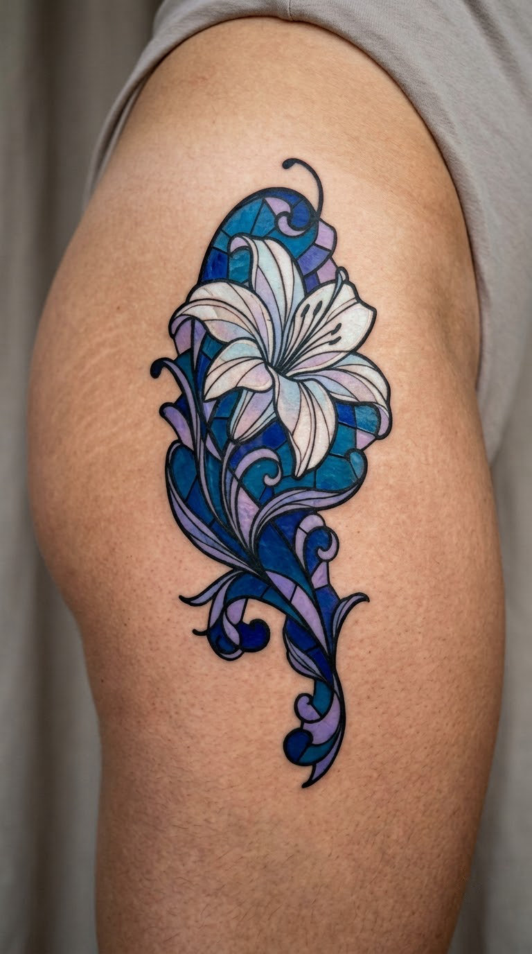 Art Nouveau Lily in Opal Glass