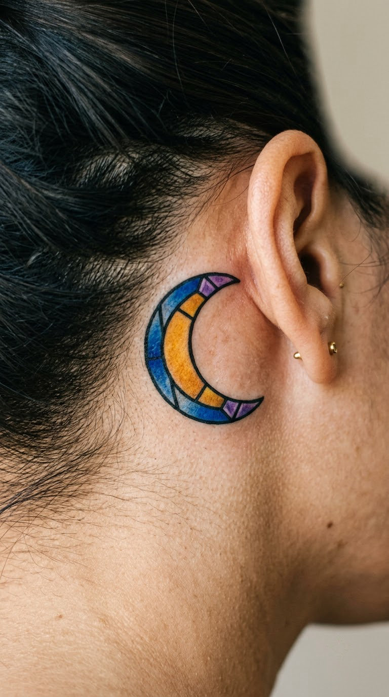 Crescent Moon in Jewel-Colored Glass