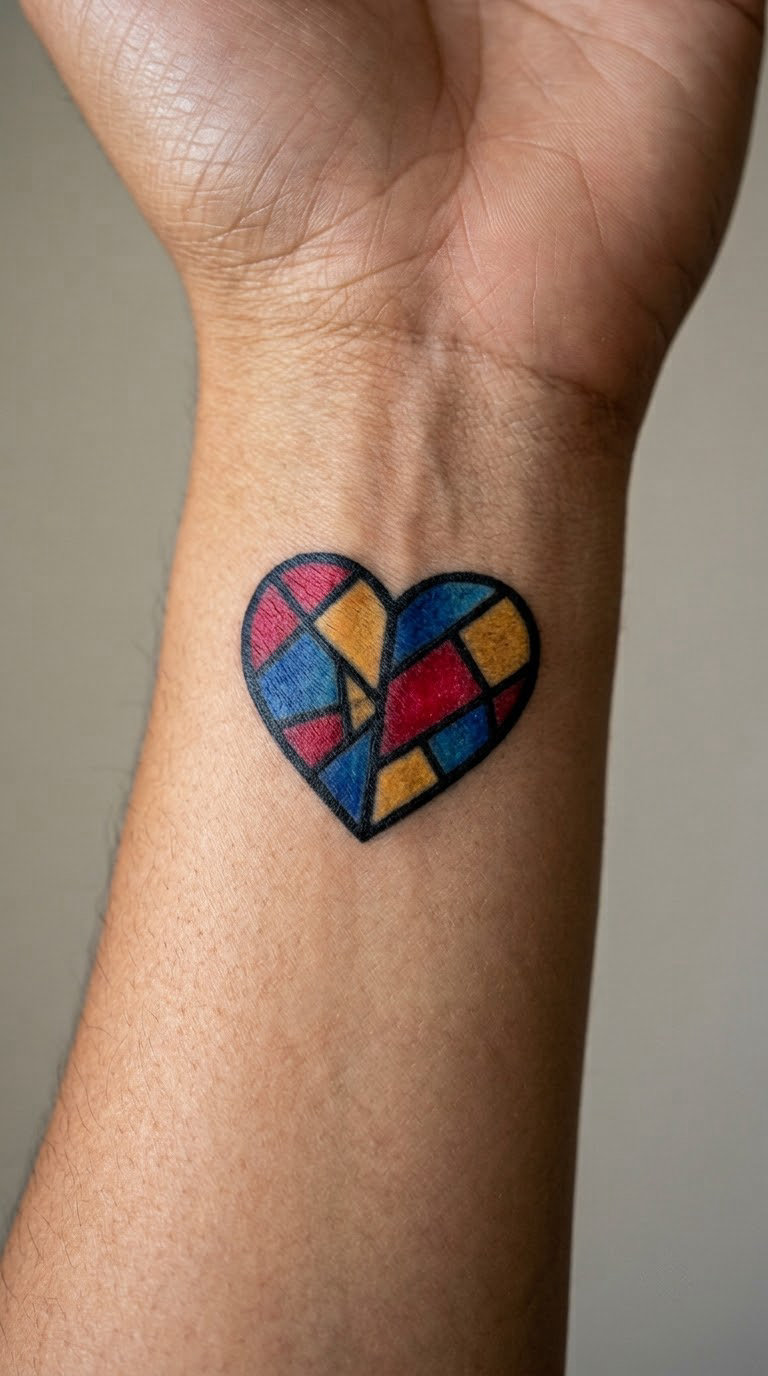 Tiny Two-Pane Stained-Glass Heart