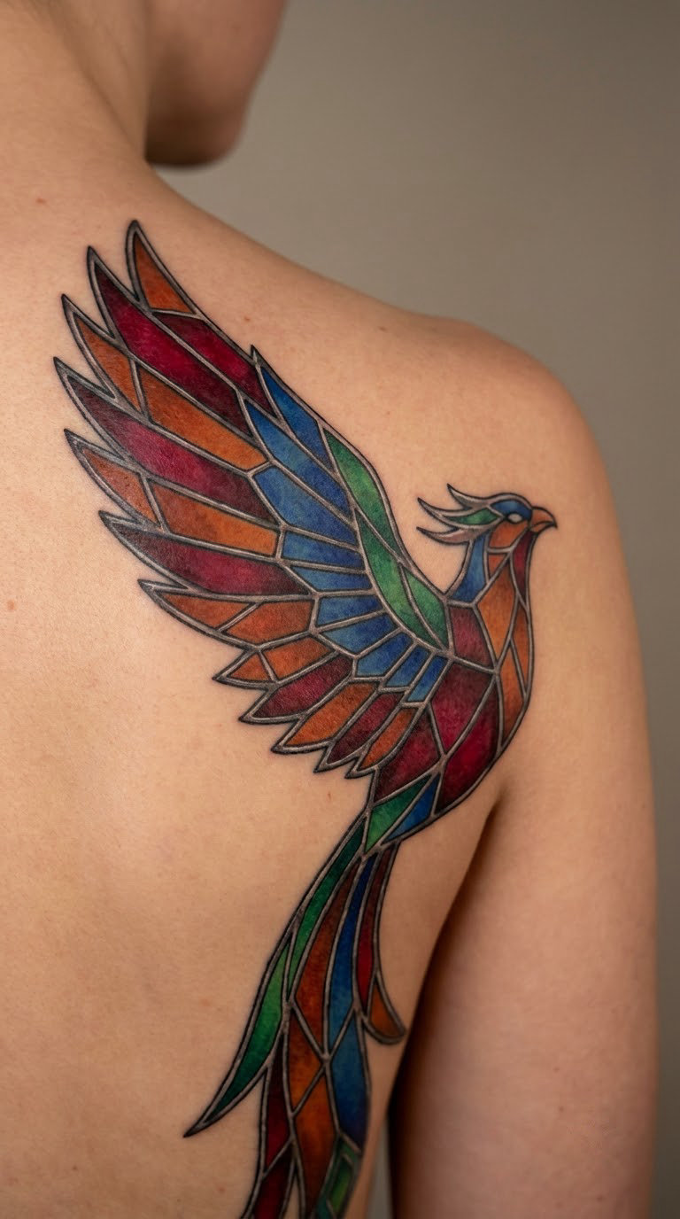 Full-Color Stained-Glass Phoenix