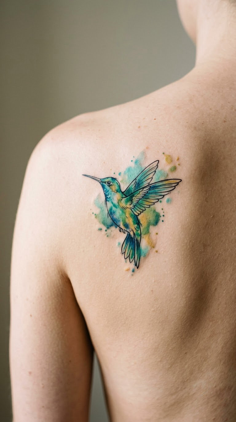 Watercolor Stained-Glass Hummingbird