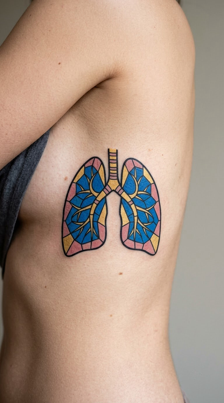Minimalist Stained-Glass Lungs
