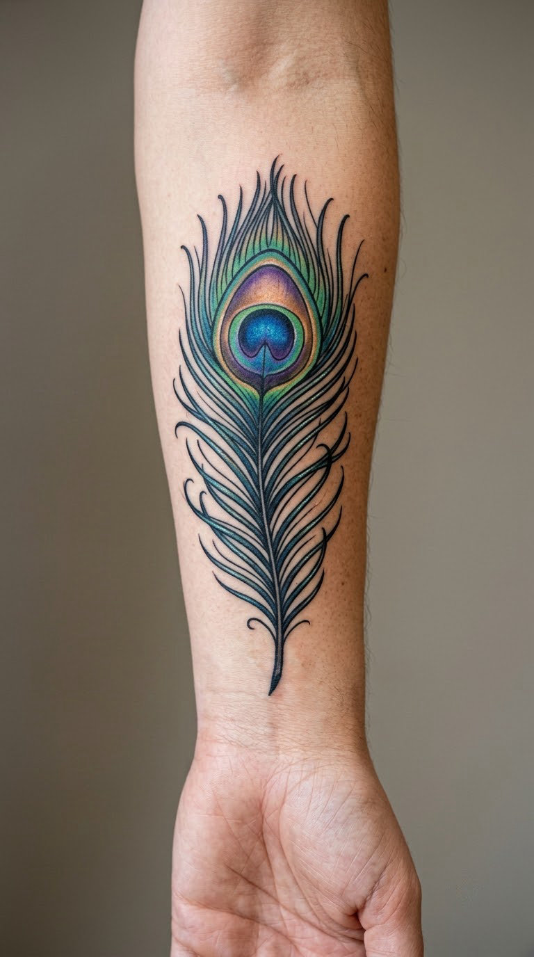 Peacock Feather as a Colorful Pane