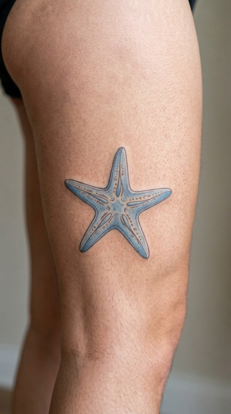 Blue Starfish on the Thigh