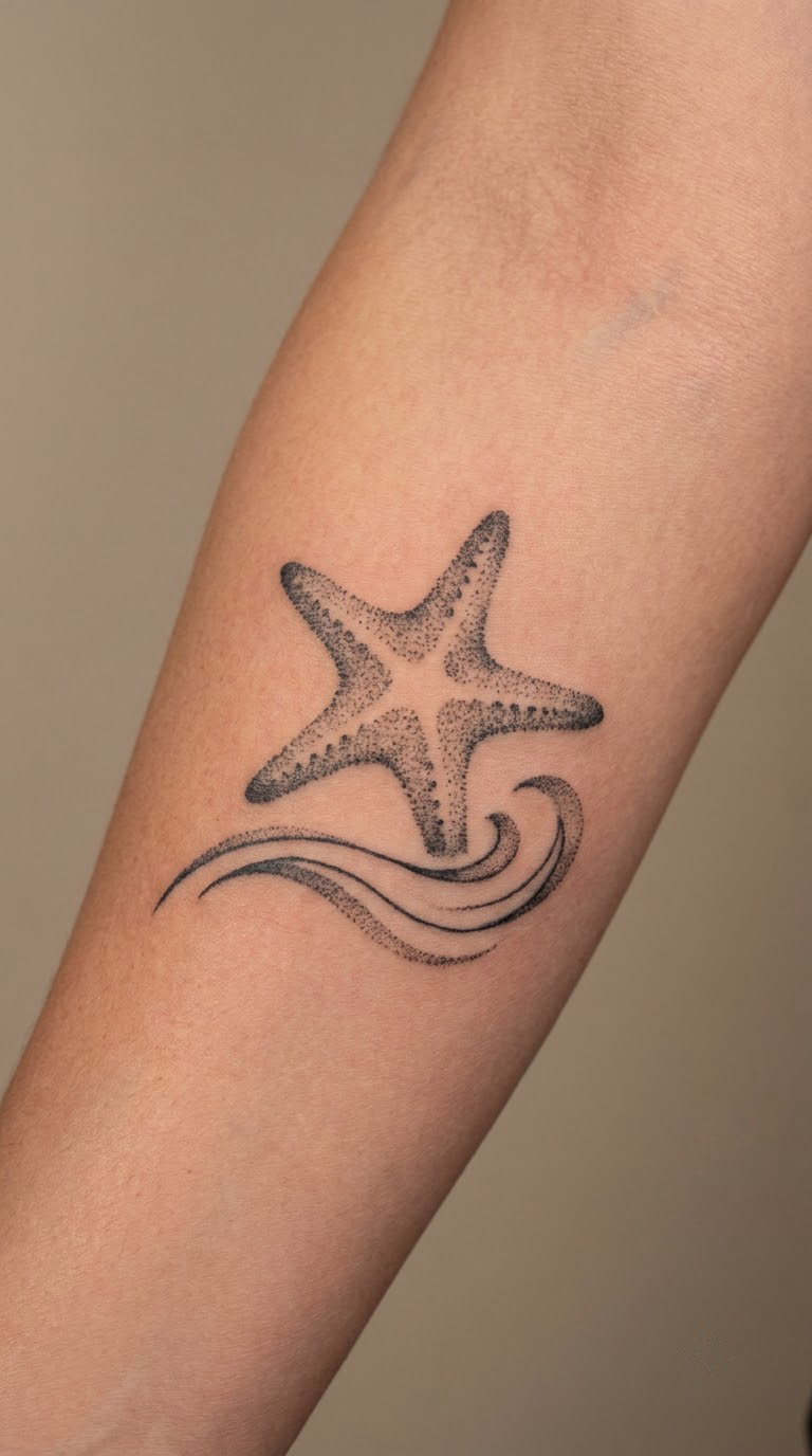 Starfish Made from Dots and Waves