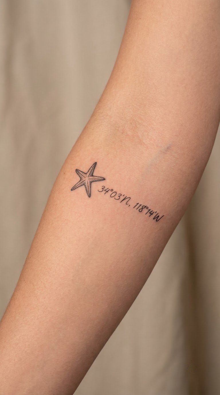 Starfish with Handwritten Coordinates