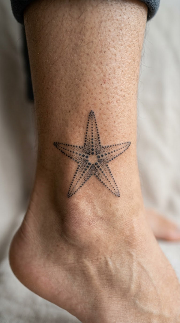 Dotwork Starfish on the Ankle