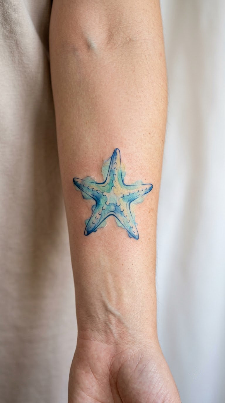 Watercolor Starfish on the Forearm