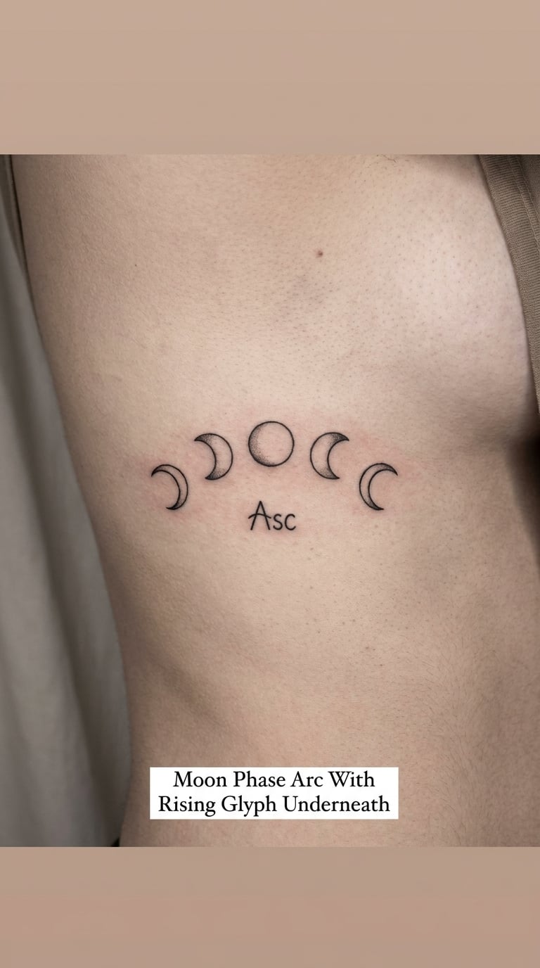 Moon Phase Arc With Rising Glyph Underneath