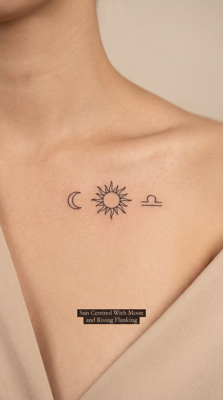 Sun Centred With Moon and Rising Flanking